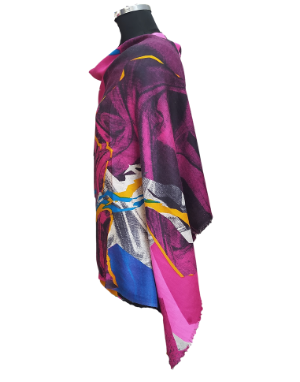 Purewool Women stole multi design purple